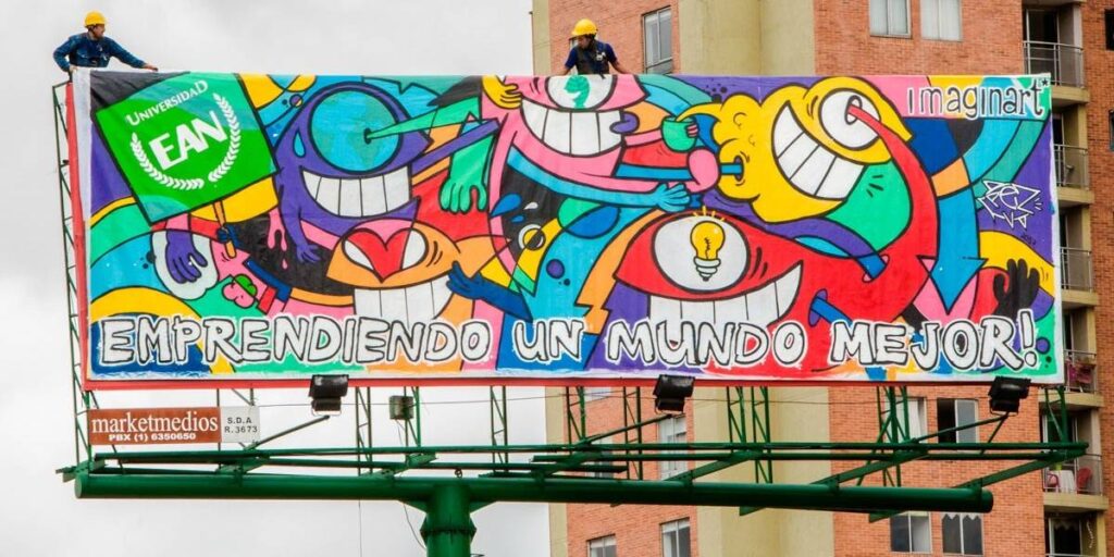 graffiti sobre valla publicitaria en madrid