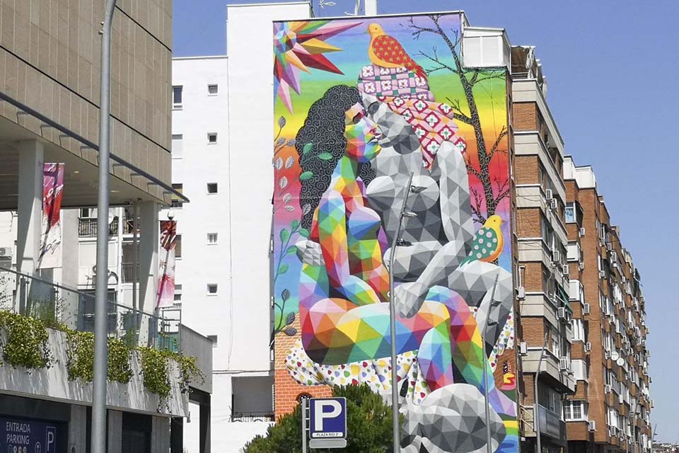 mural de okuda en Madrid Rio 2021