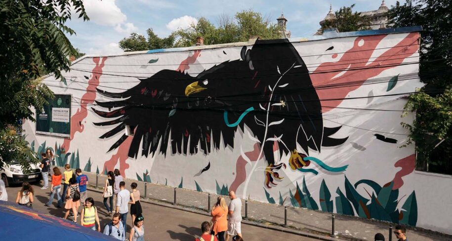 mural de arte urbano en la Europa del Este