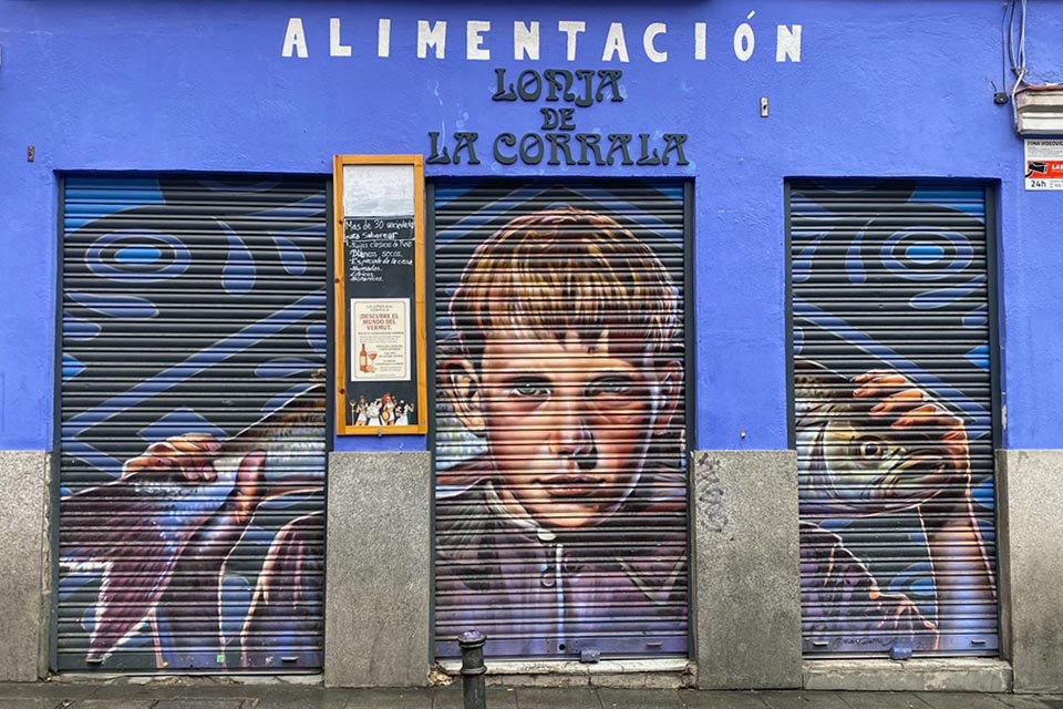 cierre metálico pintado en el barrio de Lavapies